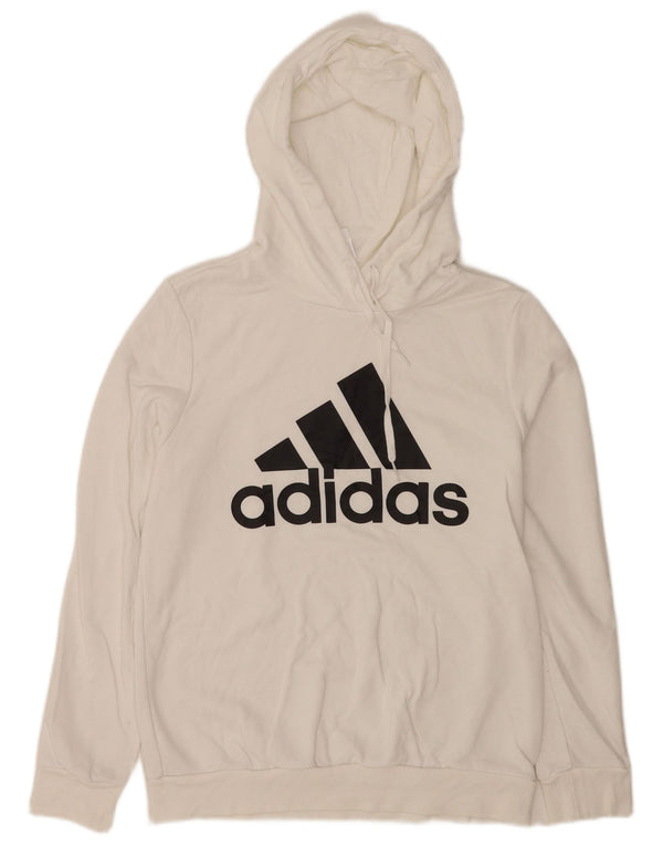 Adidas Womens Graphic Hoodie Jumper UK 8/10 Small White Cotton