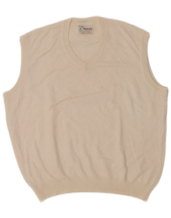 AUSTRALIAN L'ALPINA Mens Vest Tank Top IT 54 XL White Wool