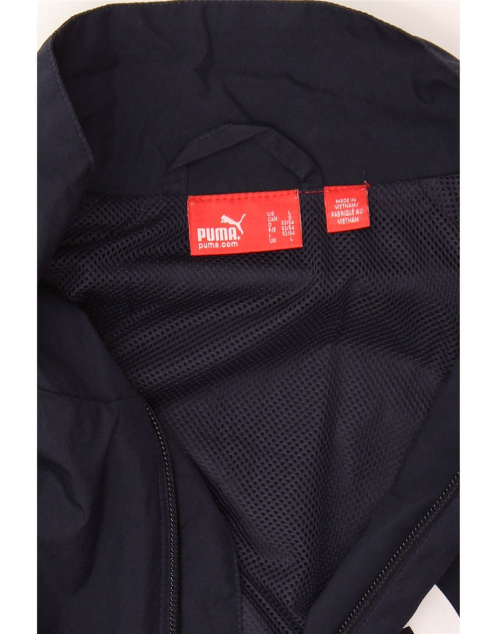 PUMA Mens Graphic Tracksuit Top Jacket Large Navy Blue Colourblock