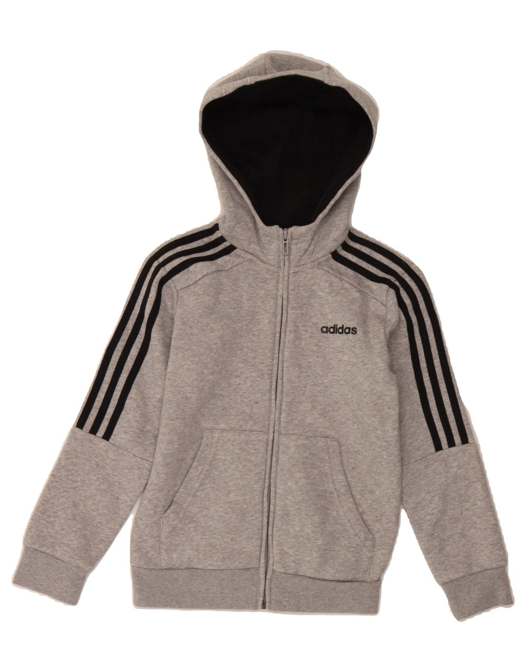 ADIDAS Boys Zip Hoodie Sweater 7-8 Years Grey Cotton Vintage Adidas and Second-Hand Adidas from Messina Hembry 