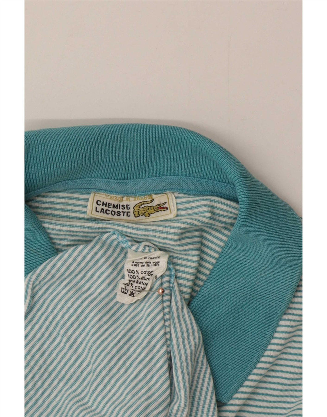 Lacoste Mens Polo Shirt Medium Blue Striped Cotton