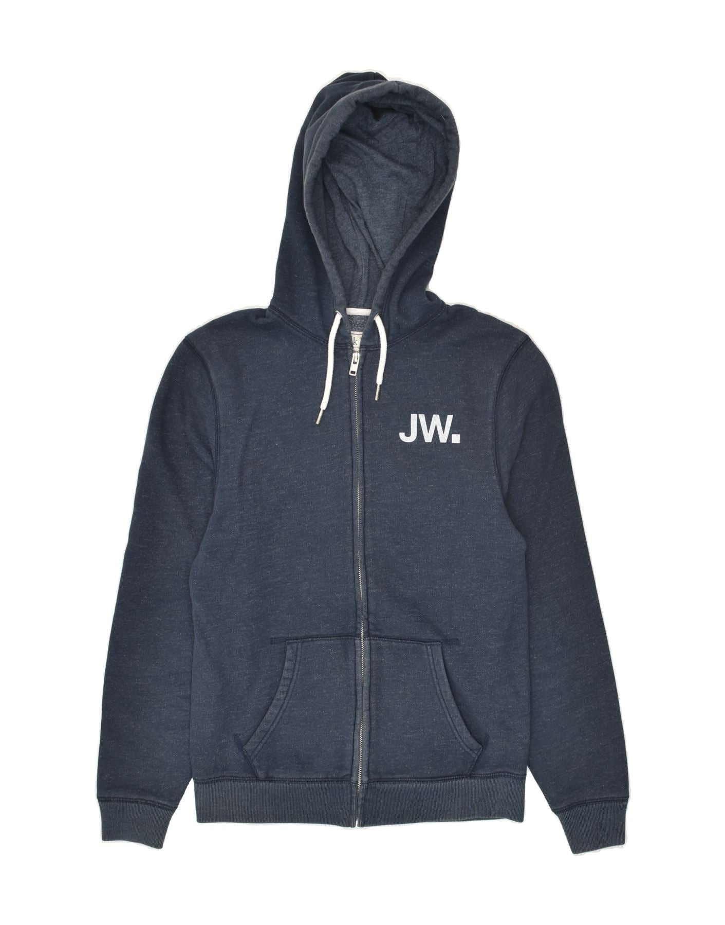 JACK WILLS Womens Graphic Zip Hoodie Sweater UK 12 Medium Navy