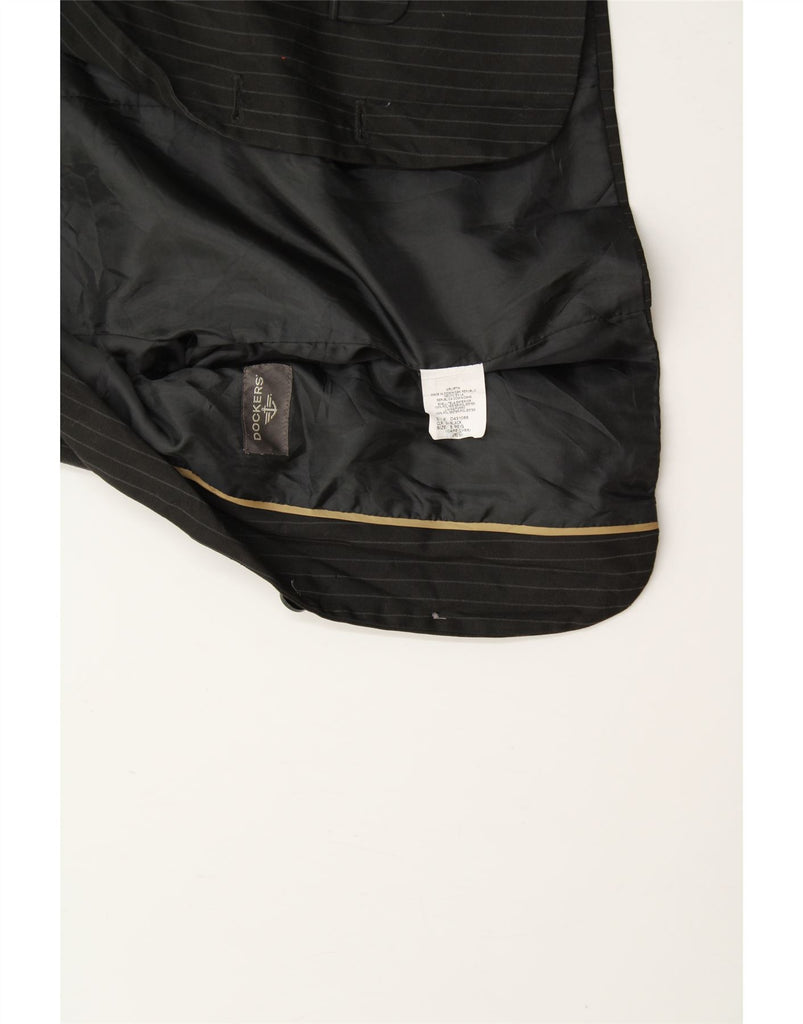 DOCKERS Boys 2 Button Blazer Jacket 4-5 Years Black Pinstripe Polyester Vintage Dockers and Second-Hand Dockers from Messina Hembry 