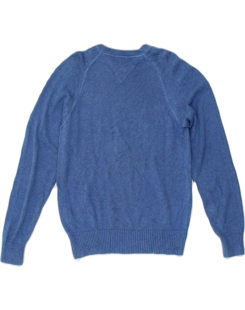 TOMMY HILFIGER Mens Crew Neck Jumper Sweater Small Blue Cotton | Vintage Tommy Hilfiger | Thrift | Second-Hand Tommy Hilfiger | Used Clothing | Messina Hembry 