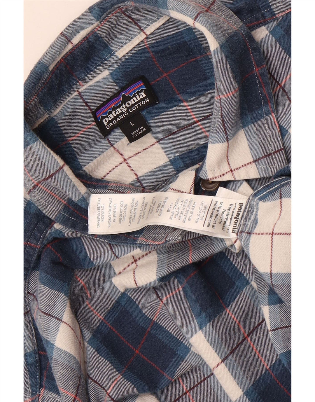 Patagonia Mens Flannel Shirt Large Blue Check Cotton