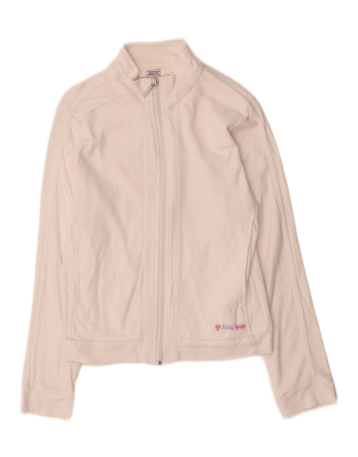 Brugi Womens Tracksuit Top Jacket UK 10 Small White Cotton