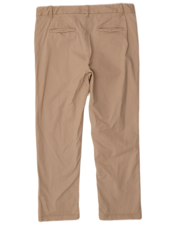 Fat Face Womens Straight Cropped Trousers UK 14 Large W32 L25 Beige Cotton