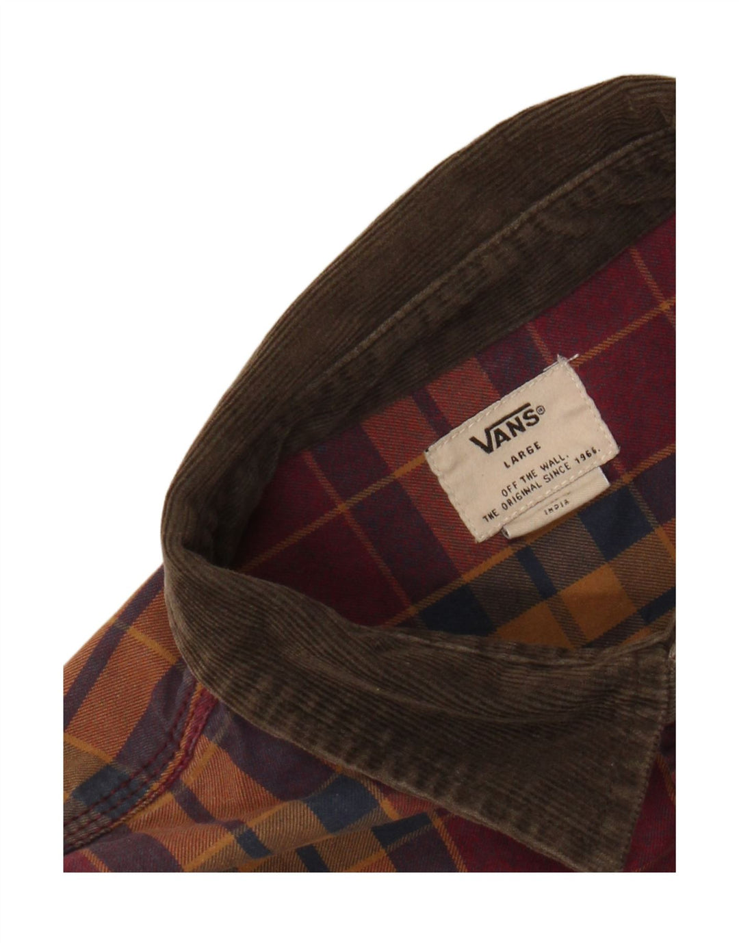 Vans Mens Shirt Large Burgundy Check