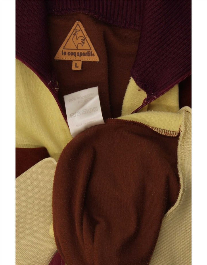 Le Coq Sportif Mens Tracksuit Top Jacket Large Yellow Colourblock Polyester