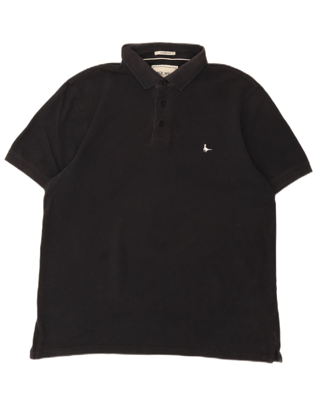 Jack Wills Mens Classic Fit Polo Shirt Large Black Cotton