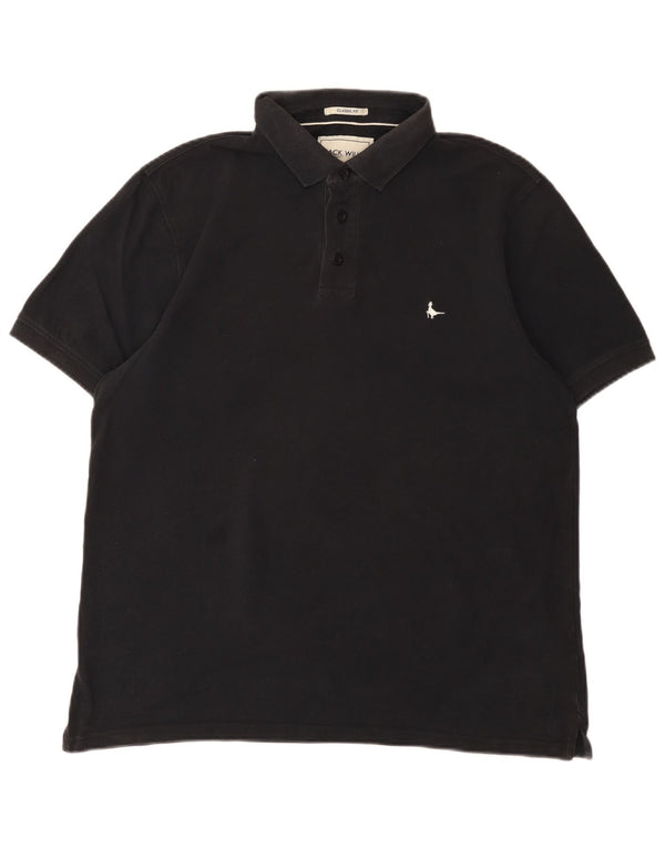 Jack Wills Mens Classic Fit Polo Shirt Large Black Cotton