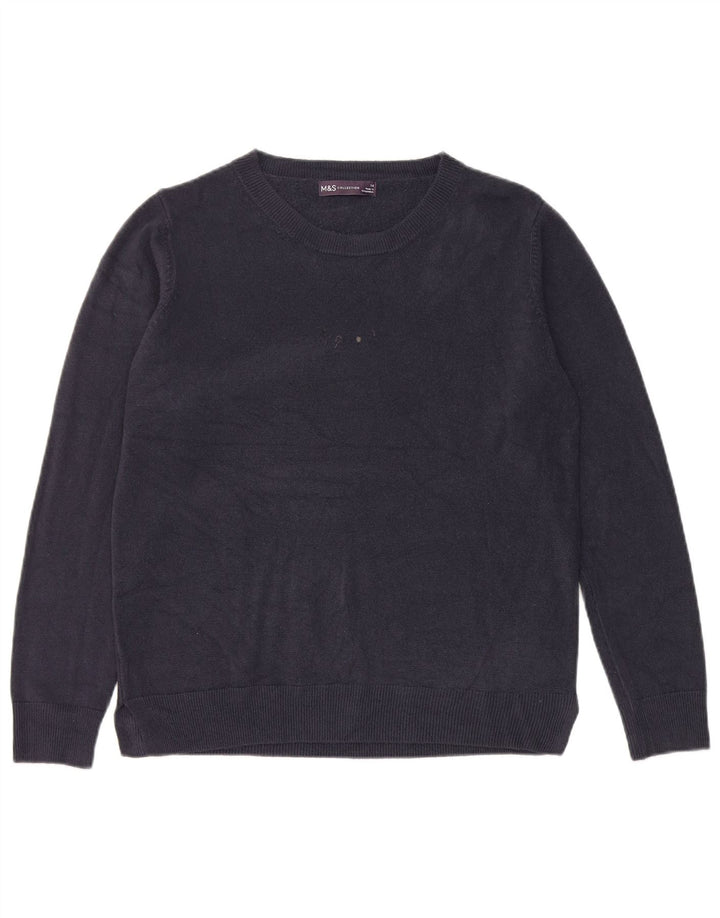 Marks & Spencer Womens Boat Neck Jumper Sweater UK 14 Medium Navy Blue