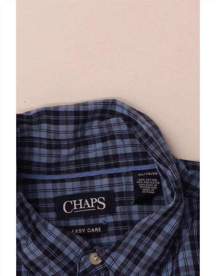 Chaps Mens Easy Care Shirt XL Blue Check Cotton
