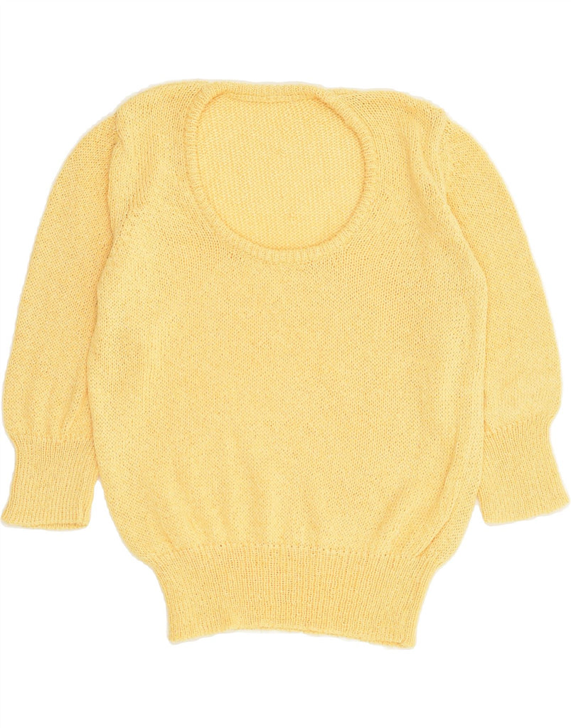 VINTAGE Womens 3/4 Sleeve Boat Neck Jumper Sweater UK 12 Medium Yellow | Vintage Vintage | Thrift | Second-Hand Vintage | Used Clothing | Messina Hembry 