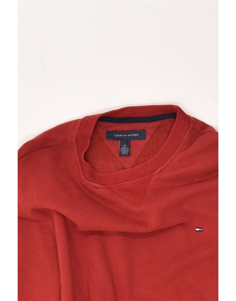 TOMMY HILFIGER Mens Sweatshirt Jumper Small Red Cotton | Vintage Tommy Hilfiger | Thrift | Second-Hand Tommy Hilfiger | Used Clothing | Messina Hembry 