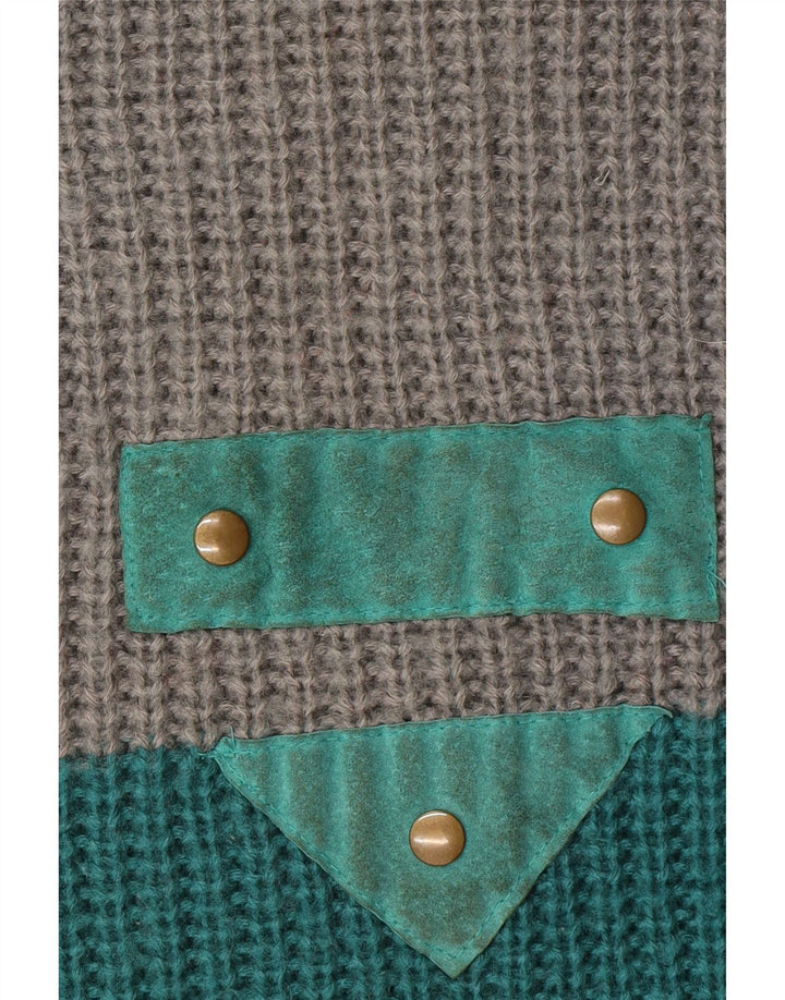 CANDA Mens Crew Neck Jumper Sweater IT 48/50 Medium Turquoise Colourblock Vintage Canda and Second-Hand Canda from Messina Hembry 