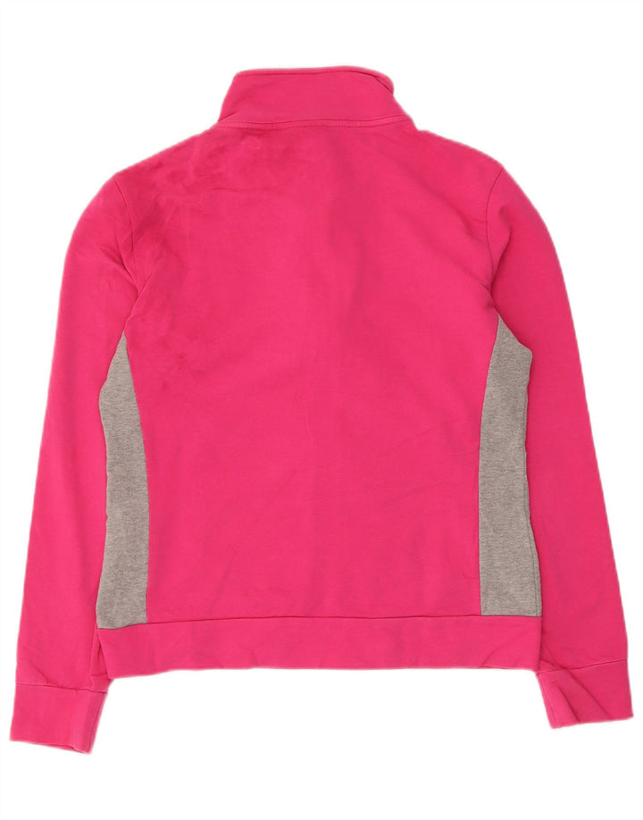 ELLESSE Womens Tracksuit Top Jacket UK 12 Medium Pink Colourblock Cotton