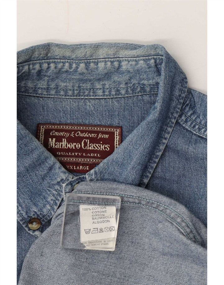 Marlboro Classics Mens Denim Shirt 2XL Blue Cotton