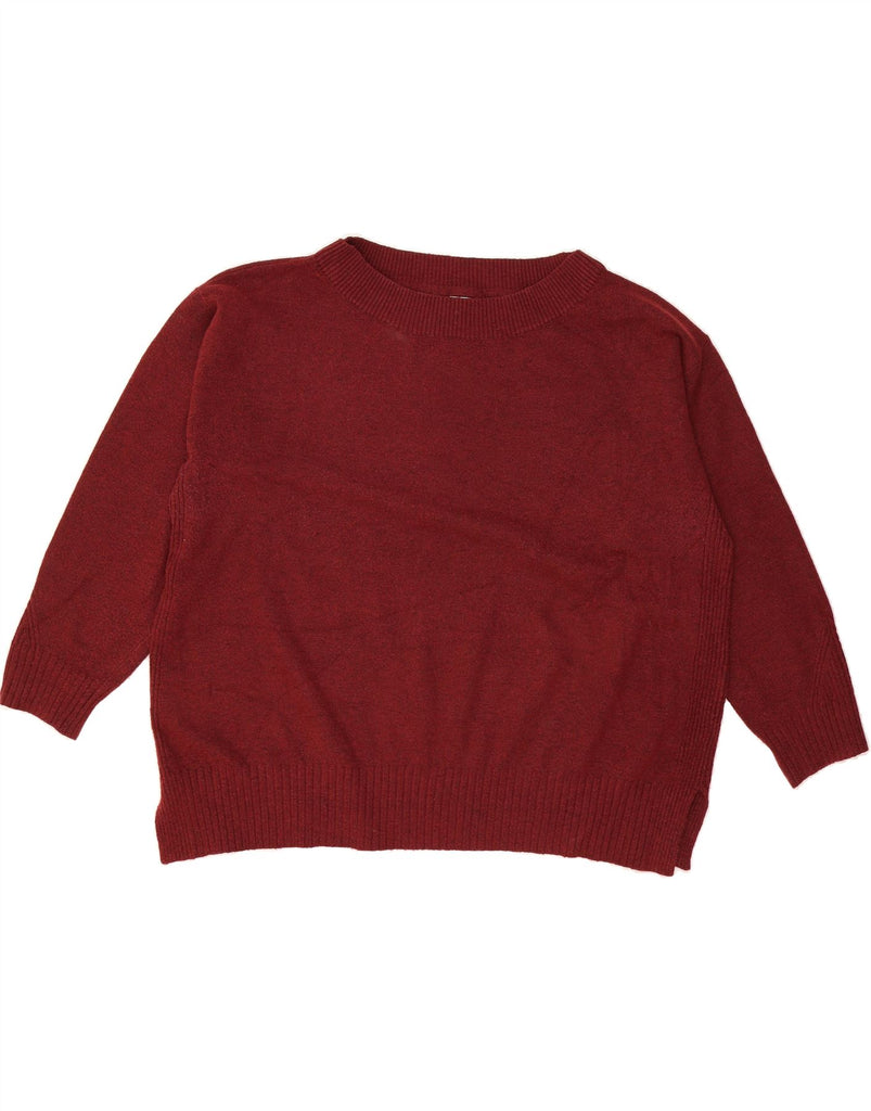 JOHN LEWIS Womens Crop Boat Neck Jumper Sweater UK 20 2XL Burgundy Vintage John Lewis and Second-Hand John Lewis from Messina Hembry 