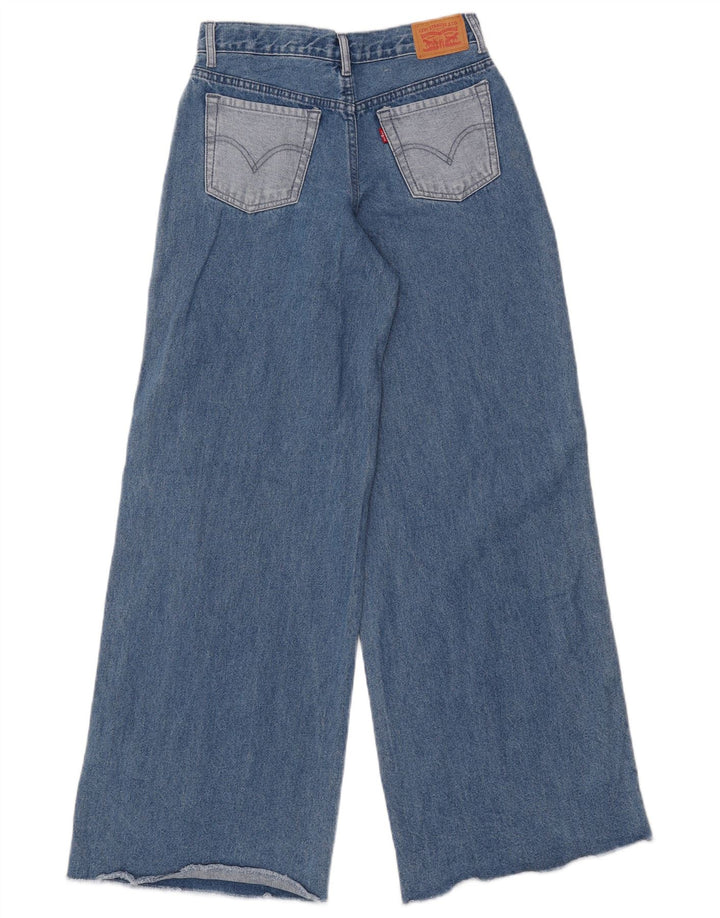 LEVI'S Girls Wide Leg Jeans 13-14 Years W26 L31 Blue Colourblock Cotton