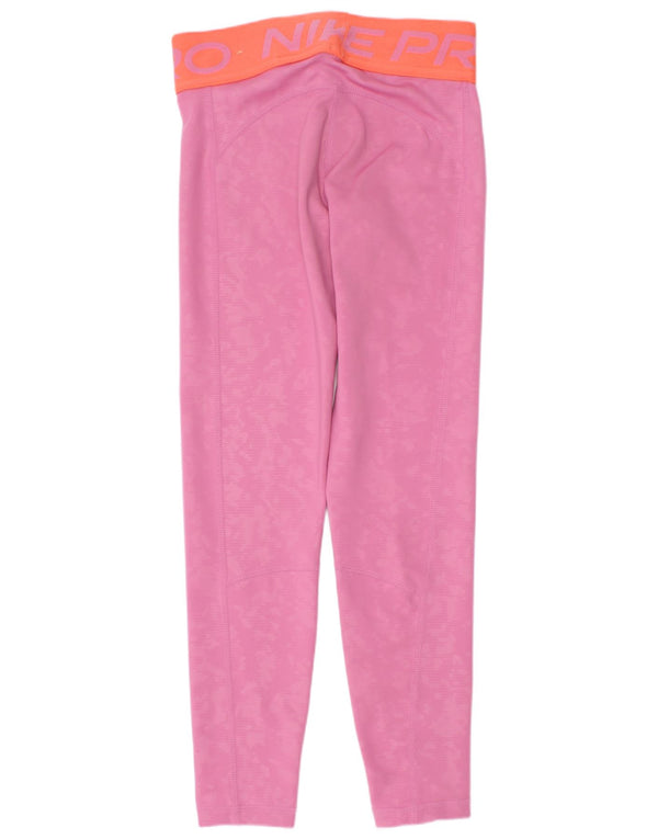 Nike Girls Dri Fit Graphic Leggings 5-6 Years XS Pink Camouflage Polyester
