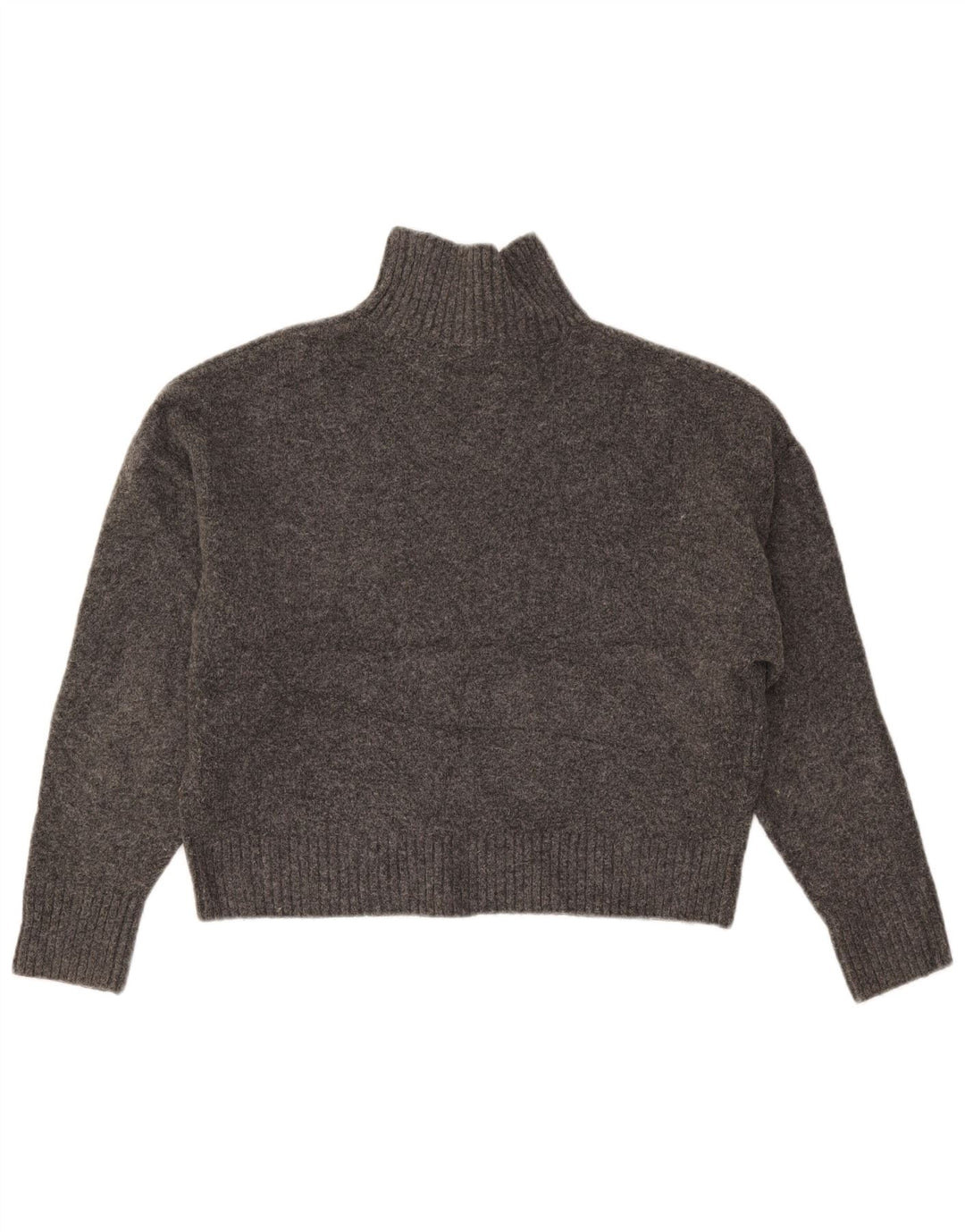 Zara Womens Crop Oversized Turtle Neck Jumper Sweater UK 10 Small Grey