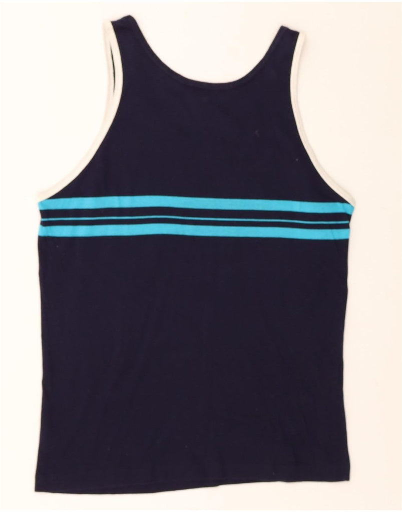 FILA Womens Vest Top UK 14 Medium Navy Blue Striped Vintage Fila and Second-Hand Fila from Messina Hembry 