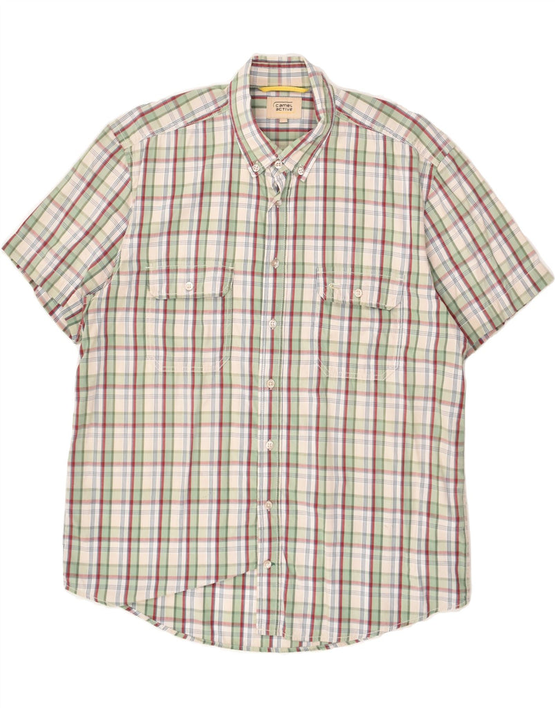 CAMEL ACTIVE Mens Short Sleeve Shirt Large Green Check Cotton | Vintage Camel Active | Thrift | Second-Hand Camel Active | Used Clothing | Messina Hembry 