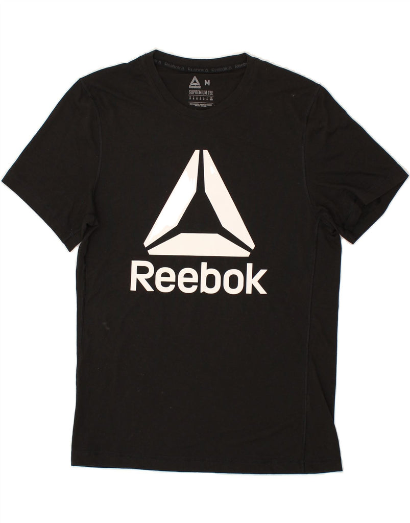 REEBOK Mens Graphic T-Shirt Top Medium Black Polyester | Vintage Reebok | Thrift | Second-Hand Reebok | Used Clothing | Messina Hembry 