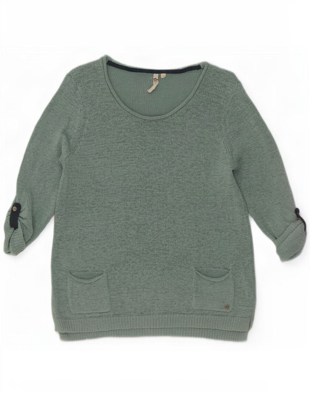 White Stuff Womens 3/4 Sleeve Boat Neck Jumper Sweater UK 12 Medium Green