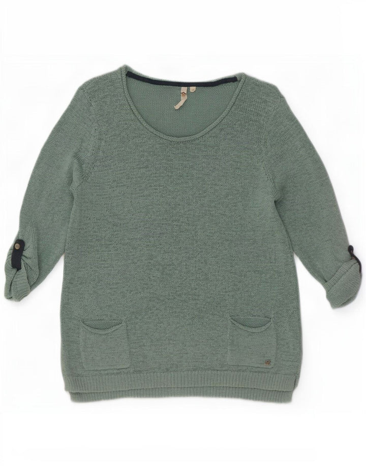 White Stuff Womens 3/4 Sleeve Boat Neck Jumper Sweater UK 12 Medium Green