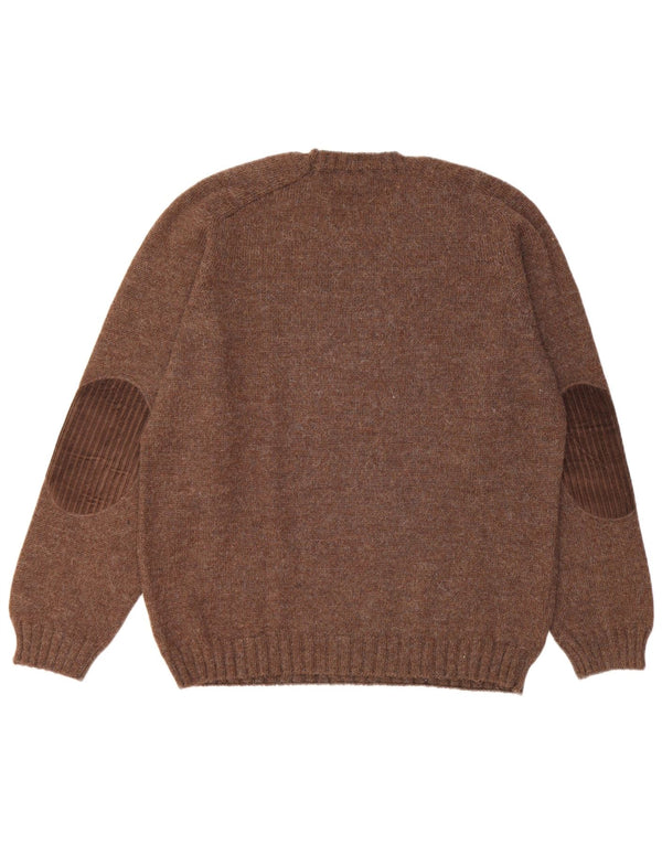 Vintage Mens Crew Neck Jumper Sweater IT 54 XL Brown Alpaca Wool