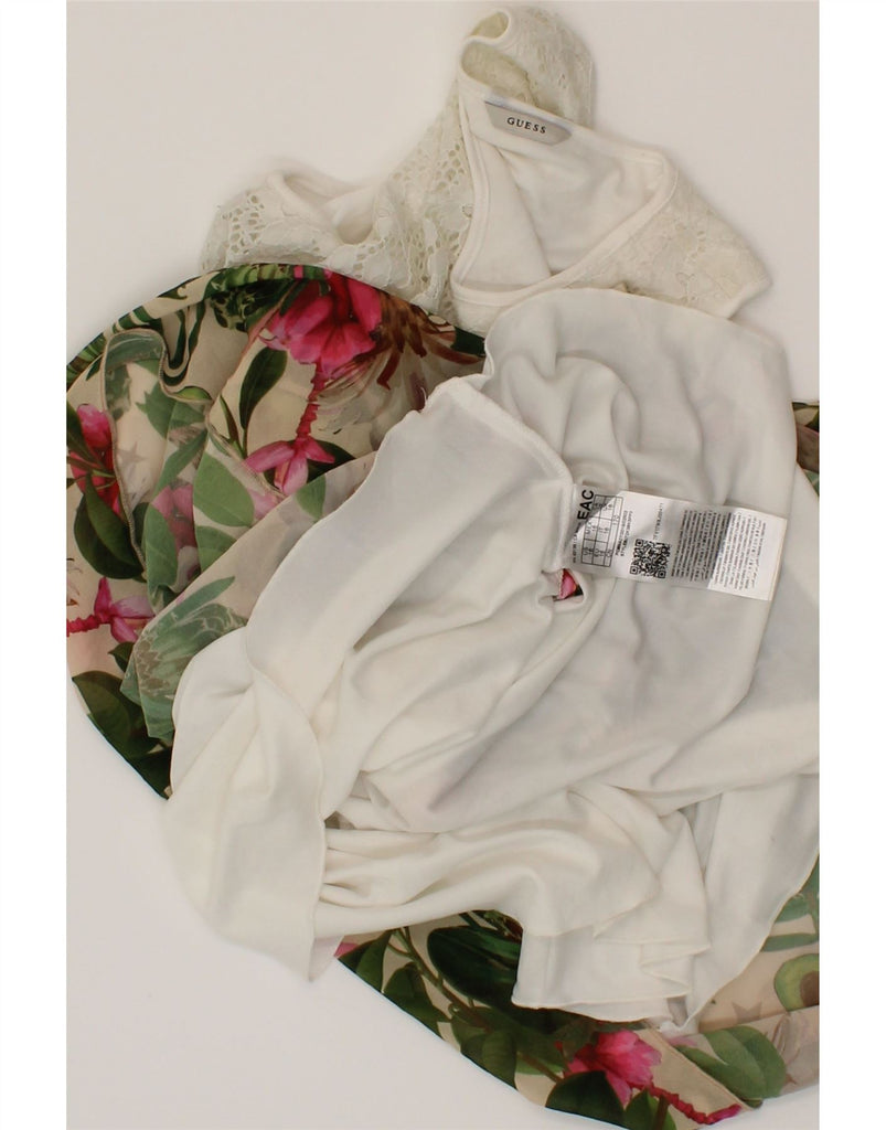 GUESS Womens Sleeveless Asymmetrical Dress UK 16 Large White Floral Vintage Guess and Second-Hand Guess from Messina Hembry 