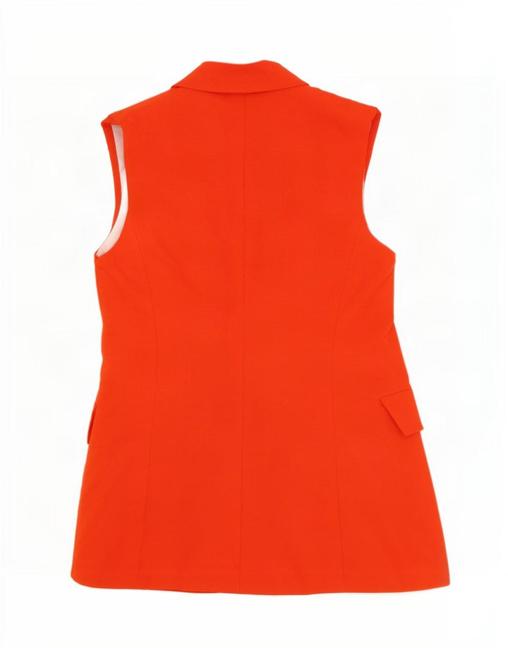 Zara Womens Longline Waistcoat UK 10 Small Orange Polyester