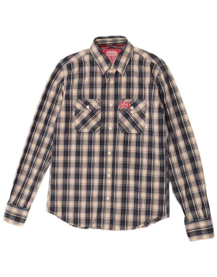 Superdry Mens Shirt Large Blue Check Cotton