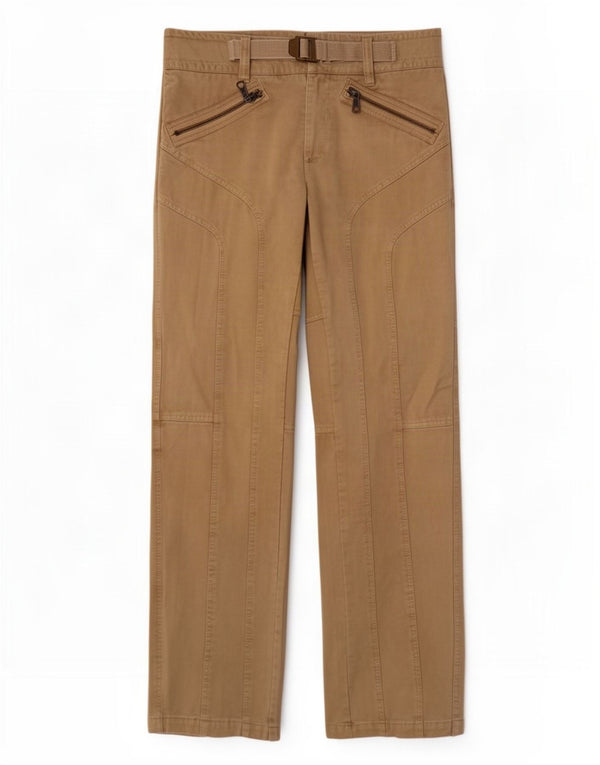 Vintage Mens Straight Casual Trousers IT 48 Medium W32 L34 Khaki Cotton
