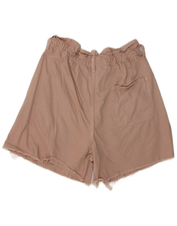 Zara Womens High Waist Casual Shorts Large W34 Pink Cotton