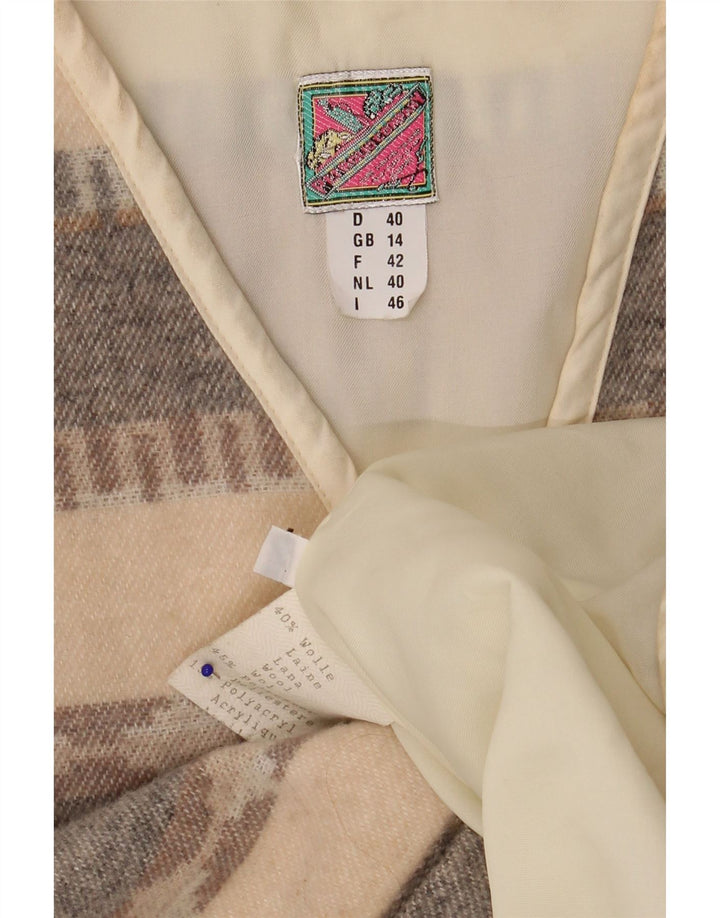 Vintage Womens Gilet UK 14 Large Beige Geometric Wool