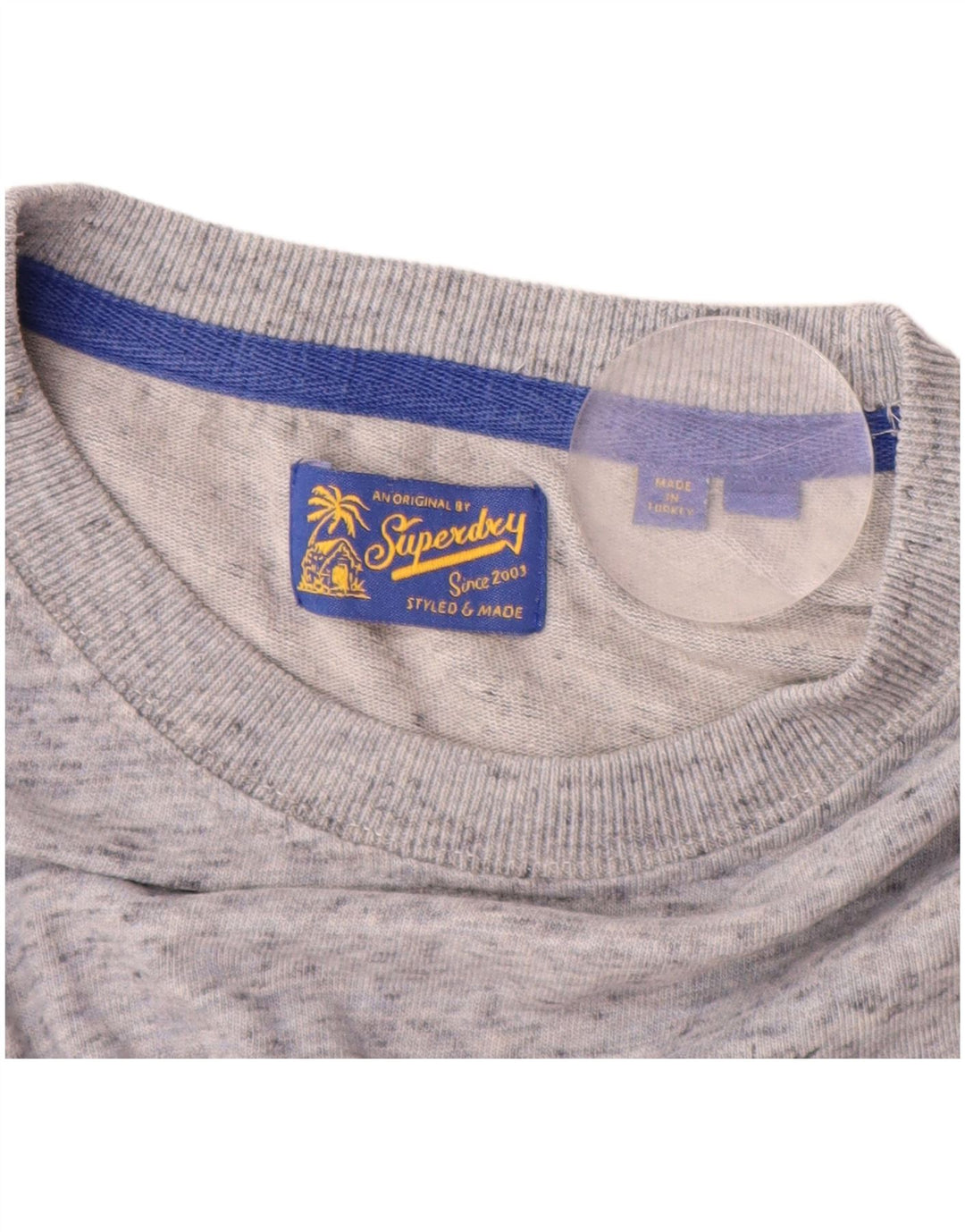 SUPERDRY Mens Graphic T-Shirt Top Medium Grey Flecked Cotton