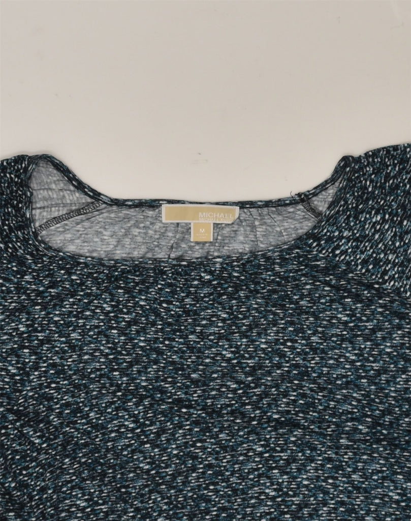 MICHAEL KORS Womens 3/4 Sleeve Blouse Top UK 14 Medium Navy Blue Flecked | Vintage Michael Kors | Thrift | Second-Hand Michael Kors | Used Clothing | Messina Hembry 