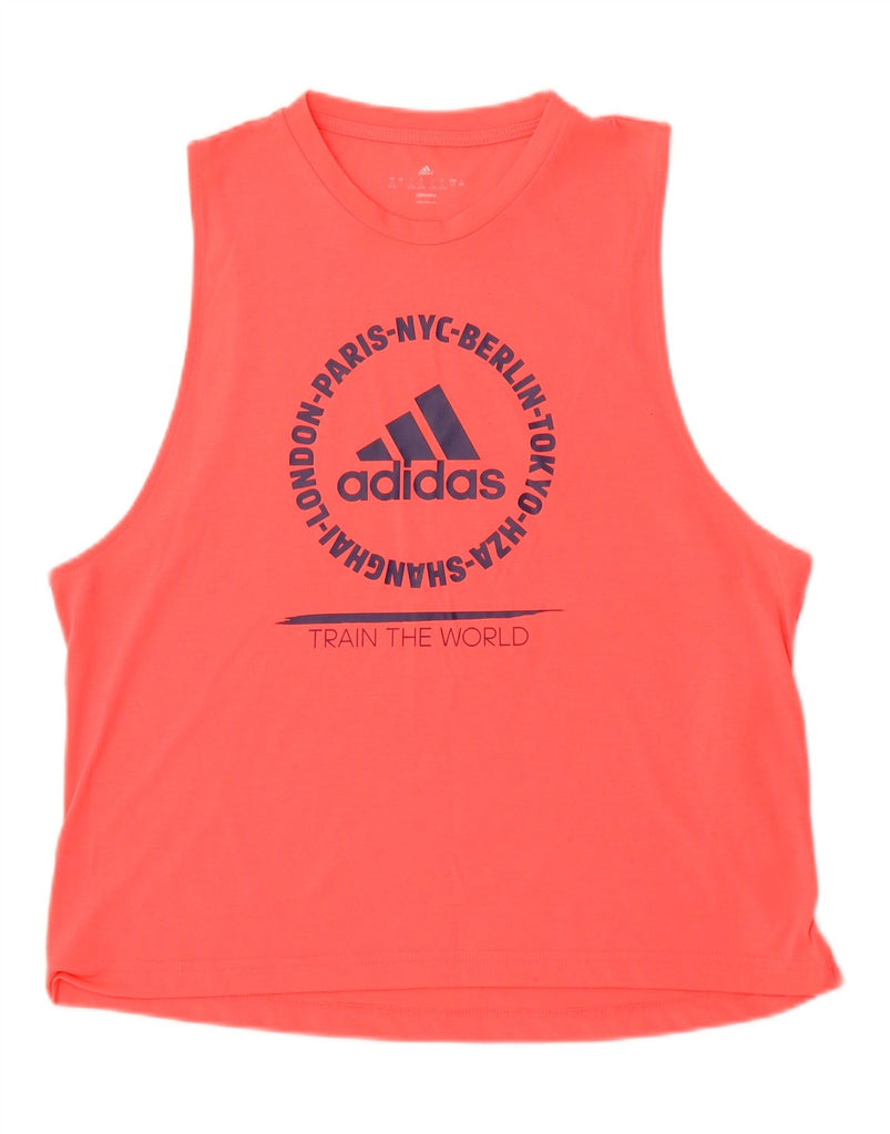 ADIDAS Womens Climalite Graphic Vest Top UK 16/18 Large Red Polyester Vintage Adidas and Second-Hand Adidas from Messina Hembry 