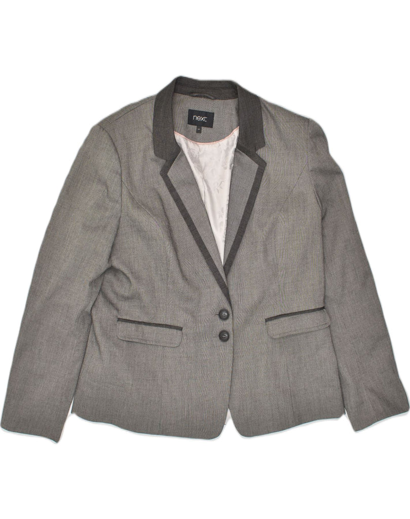 NEXT Womens 2 Button Blazer Jacket UK 18 XL Grey Polyester | Vintage Next | Thrift | Second-Hand Next | Used Clothing | Messina Hembry 