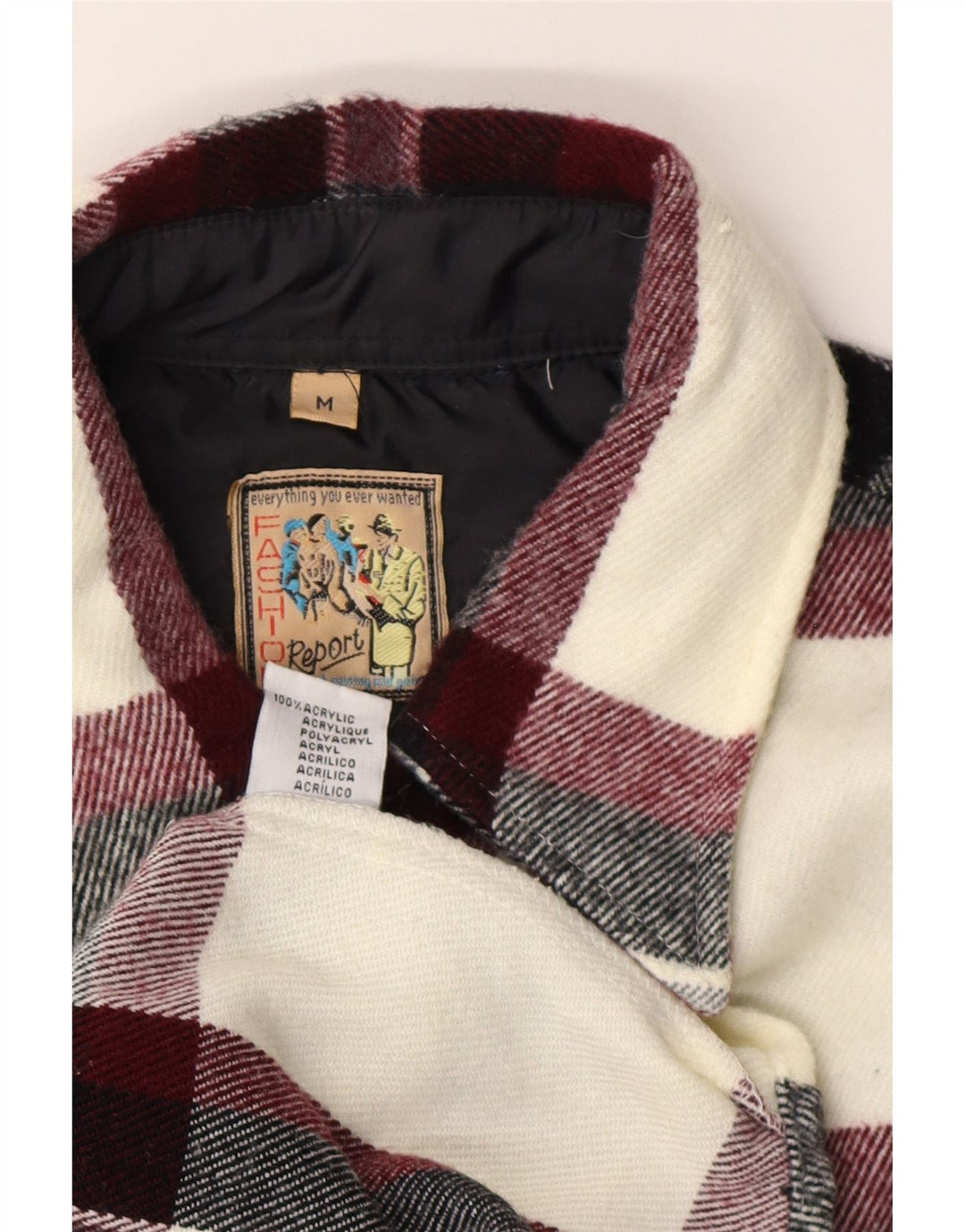 Report Mens Lumberjack Flannel Shirt Medium Burgundy Check Acrylic