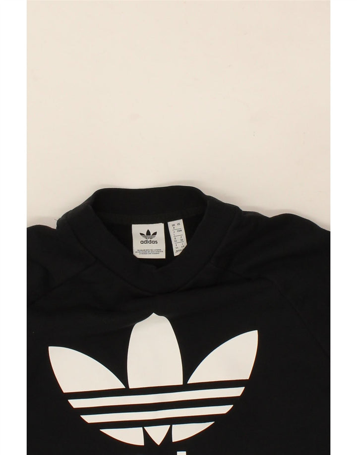 ADIDAS Womens Graphic Sweatshirt Jumper UK 8 Small Black Cotton Vintage Adidas and Second-Hand Adidas from Messina Hembry 