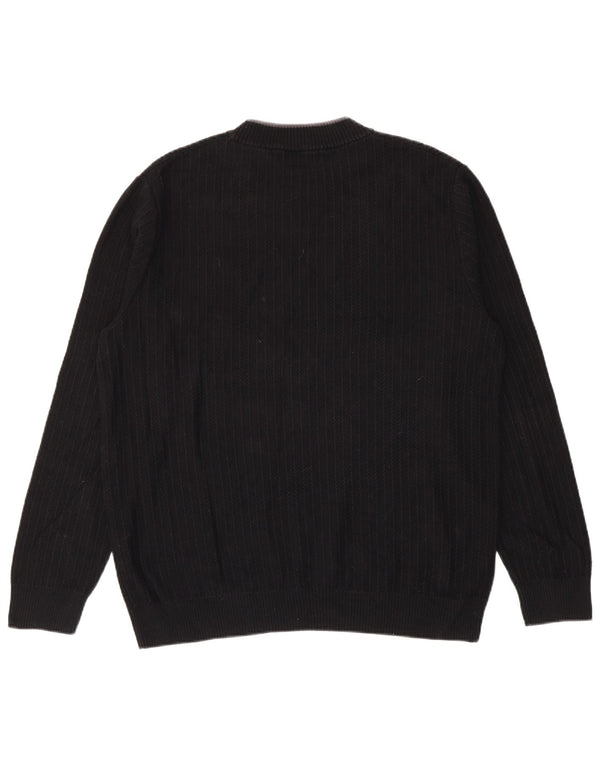 Fred Perry Mens Crew Neck Jumper Sweater XL Black Cotton