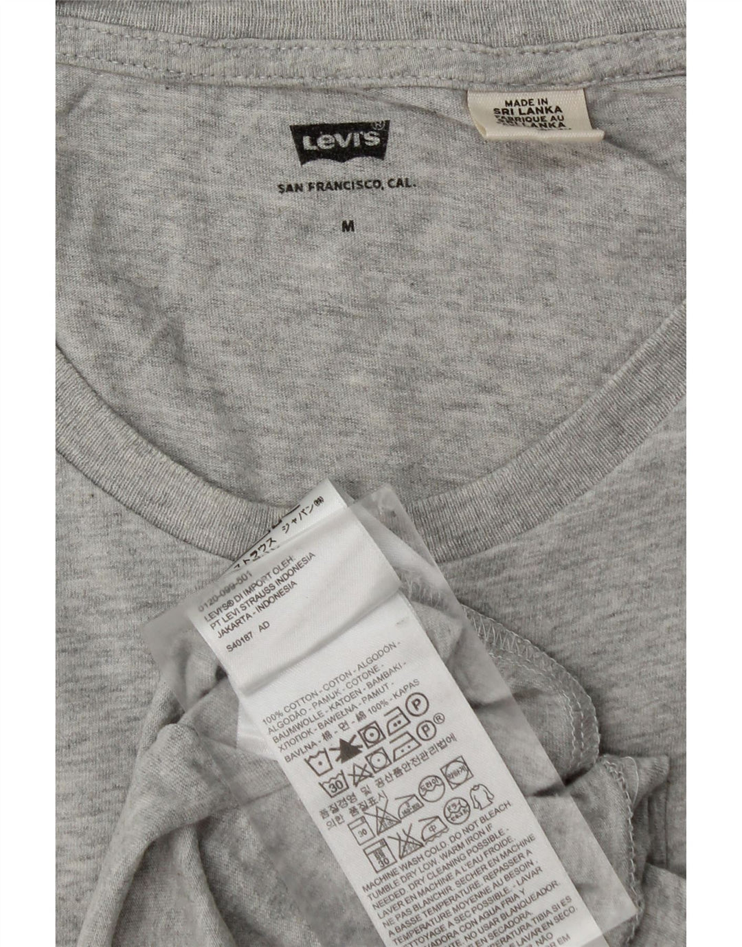 Levi's Mens T-Shirt Top Medium Grey Flecked Cotton
