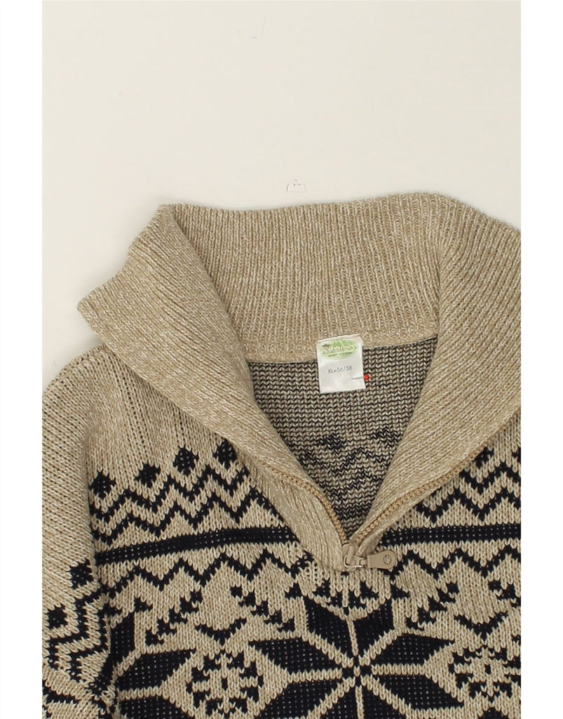 VINTAGE Mens Zip Neck Jumper Sweater XL Grey Fair Isle | Vintage Vintage | Thrift | Second-Hand Vintage | Used Clothing | Messina Hembry 