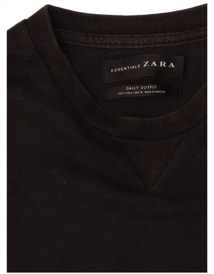 Zara Mens Sweatshirt Jumper Small Black Cotton