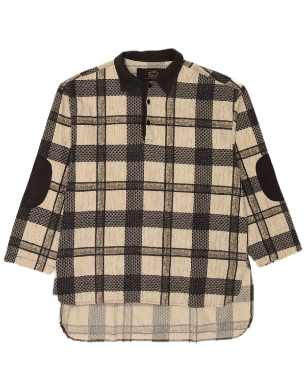 Vintage Mens Tall Pullover Shirt Medium Black Check Cotton