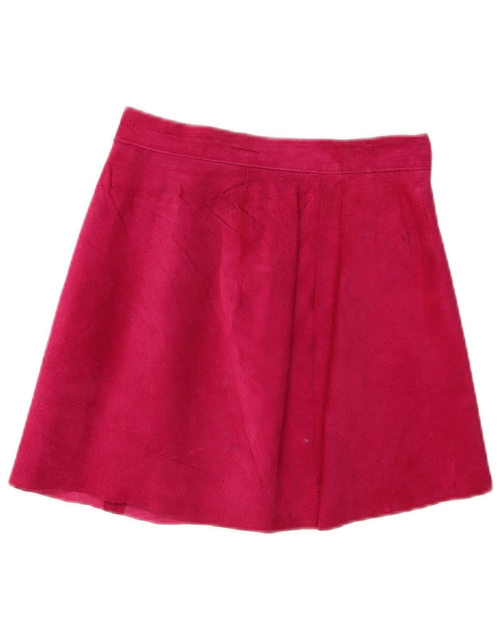 Vintage Womens Suede Skirt W24 XS Pink